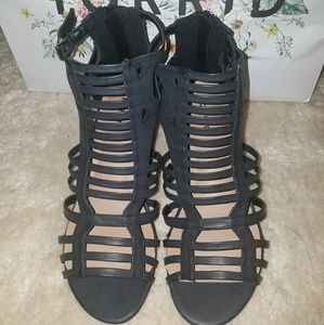 Torrid Brand Black Caged Mini Wedge (Wide Width)